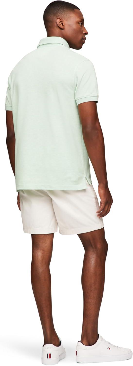 imageTommy Hilfiger Mens Short Sleeve Polo Shirts in Classic Fit with Stretch and Organic Pique CottonMint Gel Heather