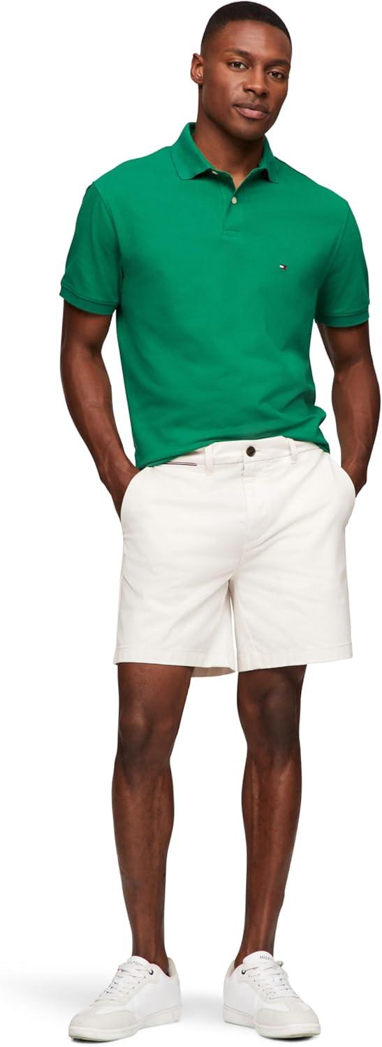 imageTommy Hilfiger Mens Short Sleeve Polo Shirts in Classic Fit with Stretch and Organic Pique CottonNouveau Green