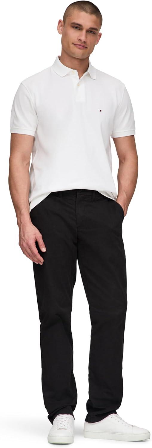 imageTommy Hilfiger Mens Short Sleeve Polo Shirts in Classic Fit with Stretch and Organic Pique CottonWhite