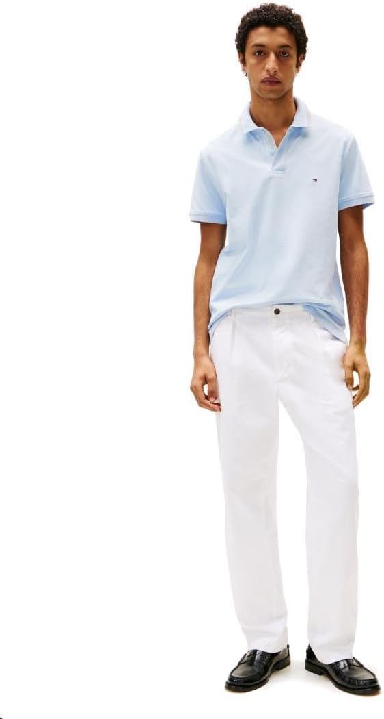 imageTommy Hilfiger Mens Short Sleeve Polo Shirts in Regular Fit with Designs Available in Big and TallBreezy Blue