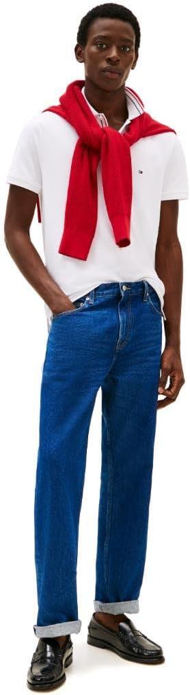 imageTommy Hilfiger Mens Short Sleeve Polo Shirts in Regular Fit with Designs Available in Big and TallWhite