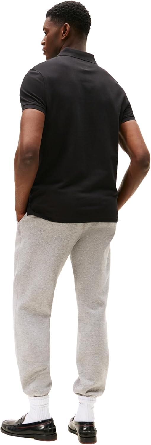 imageTommy Hilfiger Mens Short Sleeve Polo Shirts in Regular Fit with Stretch and Organic Pique CottonBlack