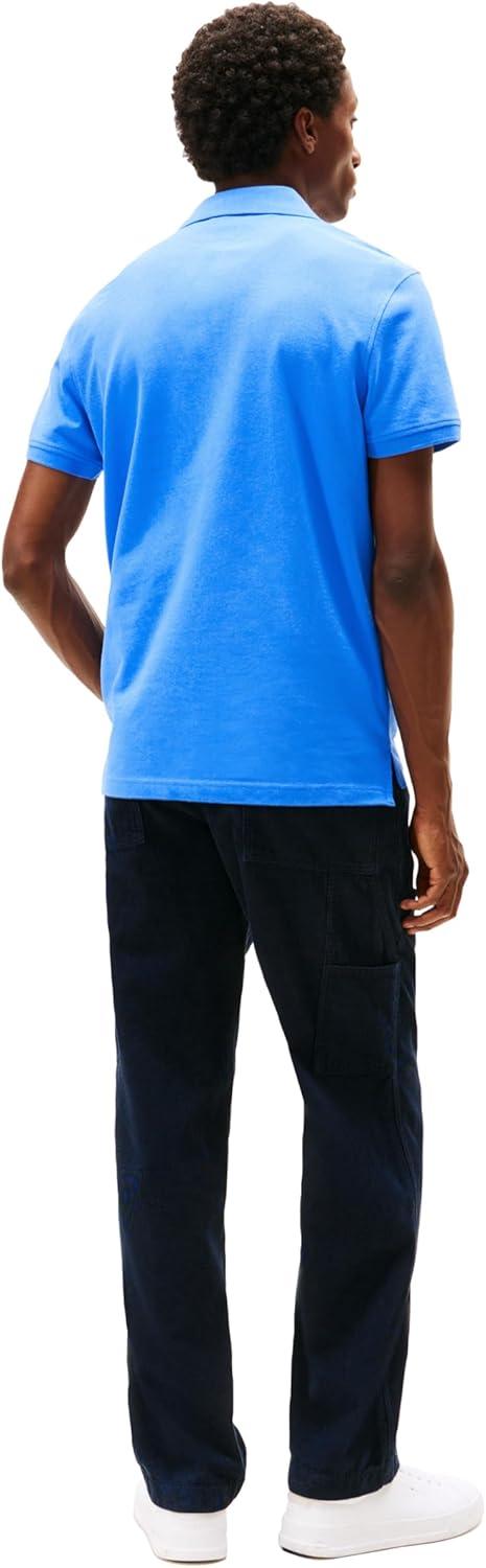 imageTommy Hilfiger Mens Short Sleeve Polo Shirts in Regular Fit with Stretch and Organic Pique CottonBlue Spell