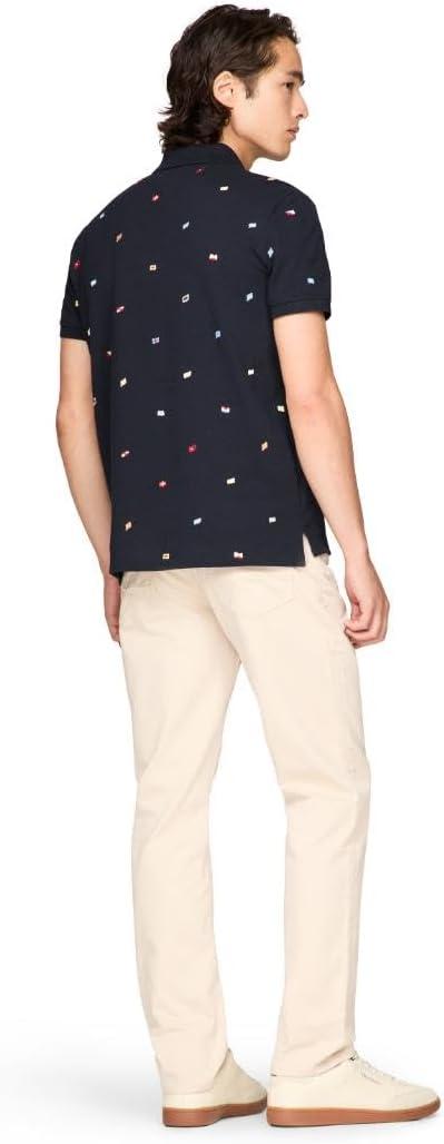 imageTommy Hilfiger Mens Short Sleeve Polo Shirts in Regular Fit with Stretch and Organic Pique CottonDesert Sky