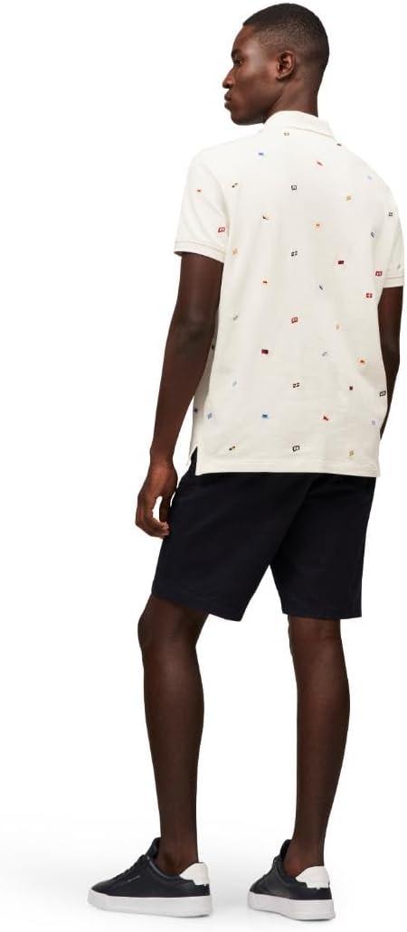 imageTommy Hilfiger Mens Short Sleeve Polo Shirts in Regular Fit with Stretch and Organic Pique CottonIvory Petal