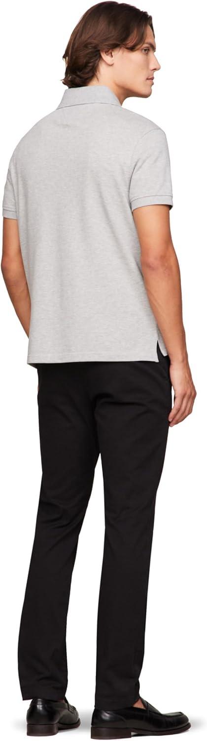 imageTommy Hilfiger Mens Short Sleeve Polo Shirts in Regular Fit with Stretch and Organic Pique CottonLight Grey Heather