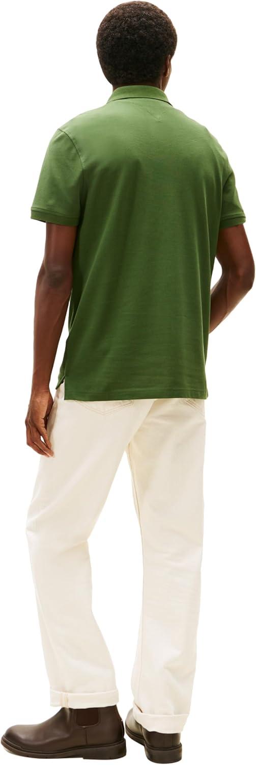 imageTommy Hilfiger Mens Short Sleeve Polo Shirts in Regular Fit with Stretch and Organic Pique CottonMountain Pine