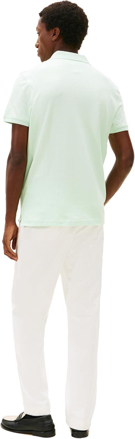 imageTommy Hilfiger Mens Short Sleeve Polo Shirts in Regular Fit with Stretch and Organic Pique CottonOpal Green