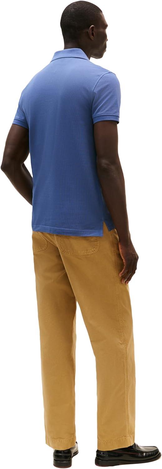imageTommy Hilfiger Mens Short Sleeve Polo Shirts in Slim Fit with Stretch and Organic Pique CottonAegean Sea
