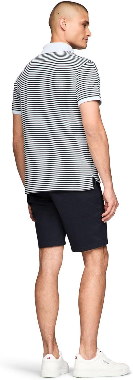 imageTommy Hilfiger Mens Short Sleeve Polo Shirts in Slim Fit with Stretch and Organic Pique CottonBreezy Blue Desert Sky