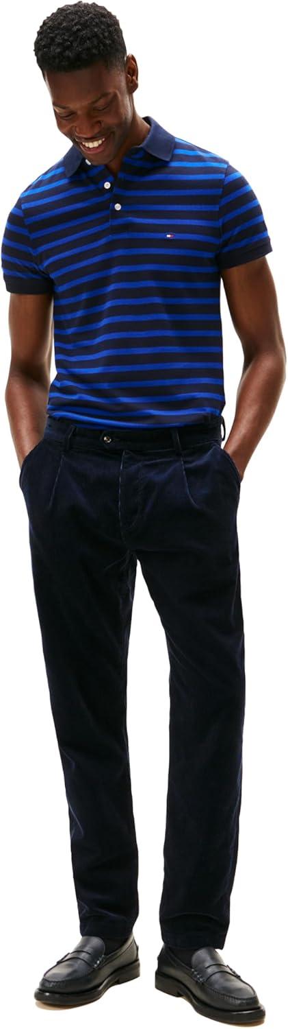 imageTommy Hilfiger Mens Short Sleeve Polo Shirts in Slim Fit with Stretch and Organic Pique CottonDesert Sky Wedge Blue