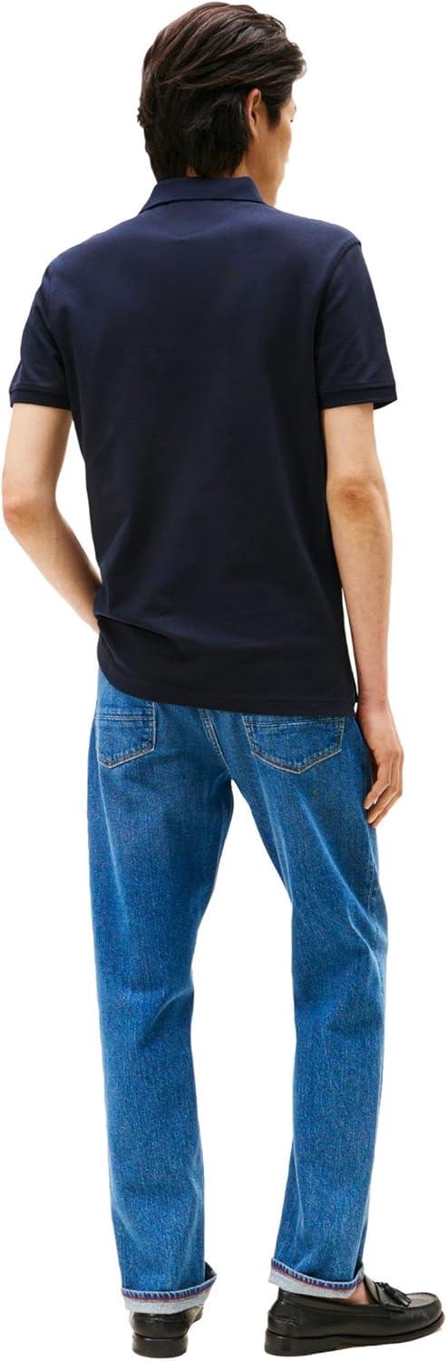 imageTommy Hilfiger Mens Short Sleeve Polo Shirts in Slim Fit with Stretch and Organic Pique CottonDesert Sky