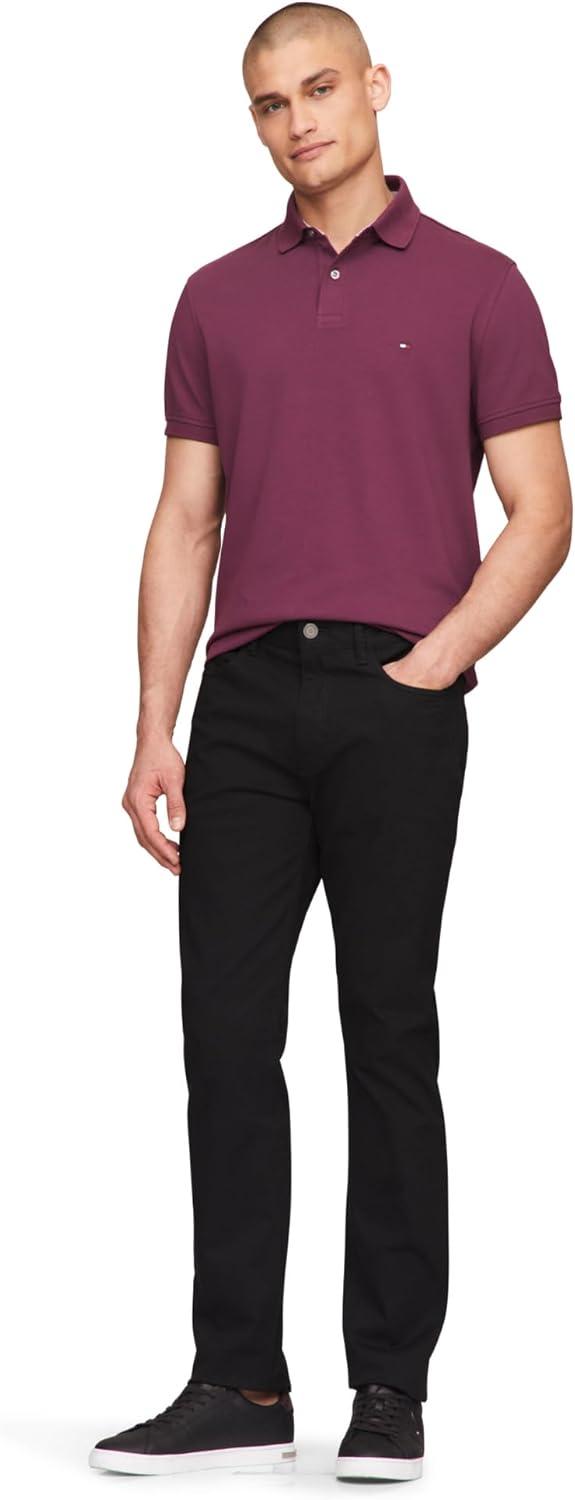 imageTommy Hilfiger Mens Short Sleeve Polo Shirts in Slim Fit with Stretch and Organic Pique CottonHeritage Plum