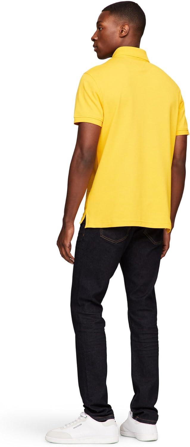 imageTommy Hilfiger Mens Short Sleeve Polo Shirts in Slim Fit with Stretch and Organic Pique CottonPrimary Yellow