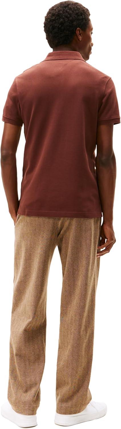 imageTommy Hilfiger Mens Short Sleeve Polo Shirts in Slim Fit with Stretch and Organic Pique CottonPure Brown