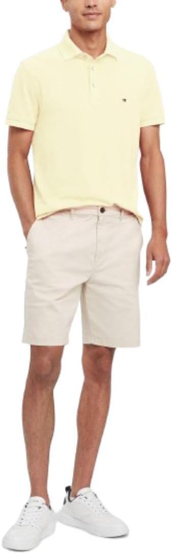 imageTommy Hilfiger Mens Short Sleeve Polo Shirts in Slim Fit with Stretch and Organic Pique CottonYellow Tulip