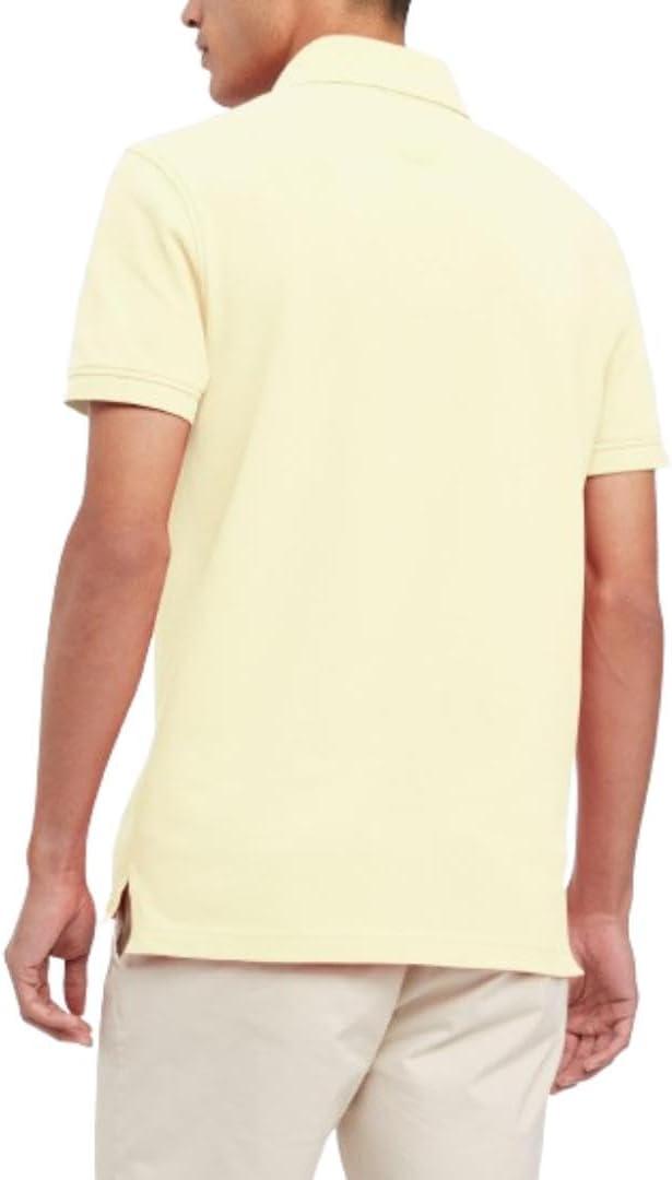 imageTommy Hilfiger Mens Short Sleeve Polo Shirts in Slim Fit with Stretch and Organic Pique CottonYellow Tulip