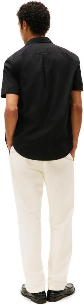imageTommy Hilfiger Mens Short Sleeve Poplin Shirts in Regular Fit Mens Button Down ShirtsBlack