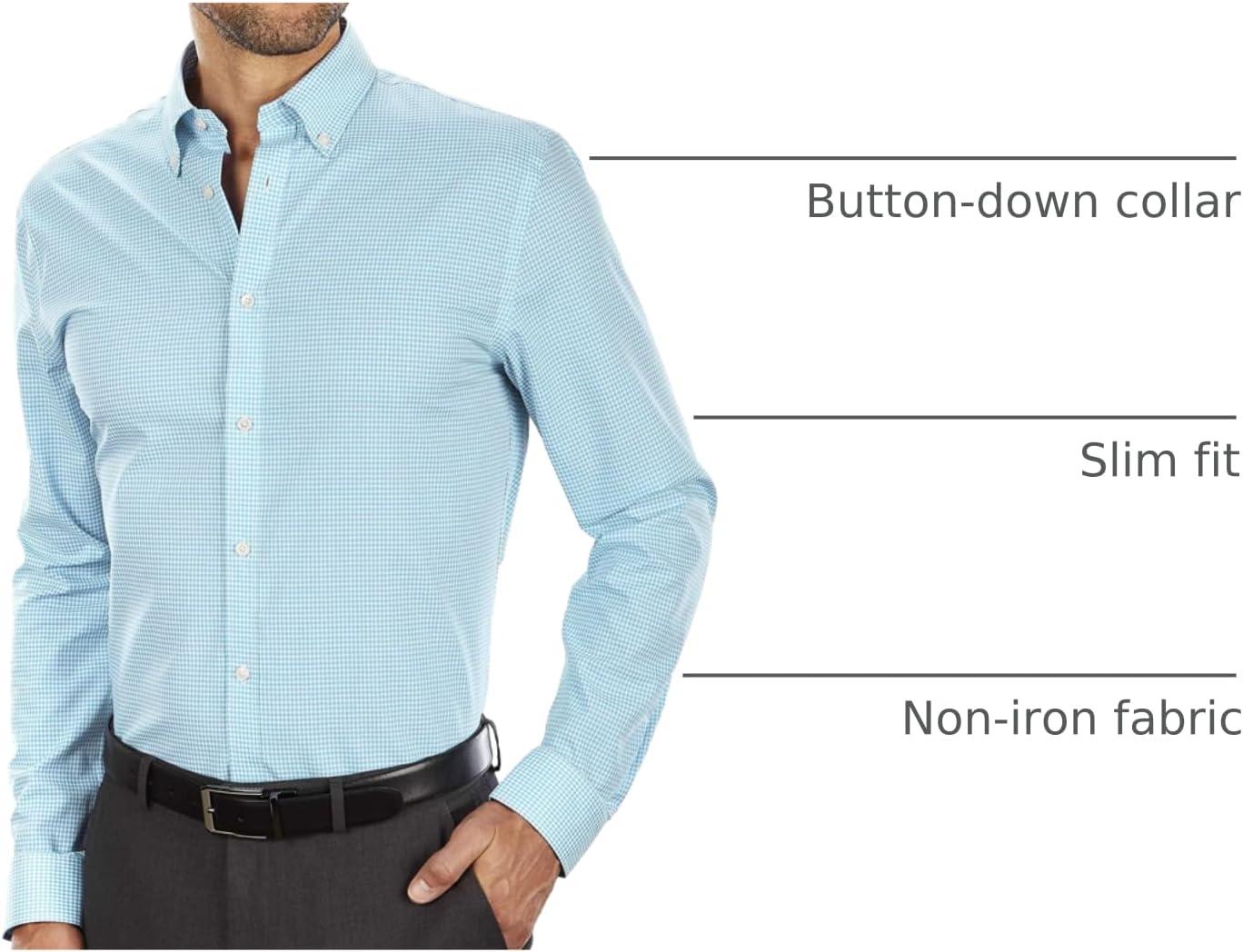 imageTommy Hilfiger Mens Slim Fit Non Iron Gingham Dress ShirtAqua