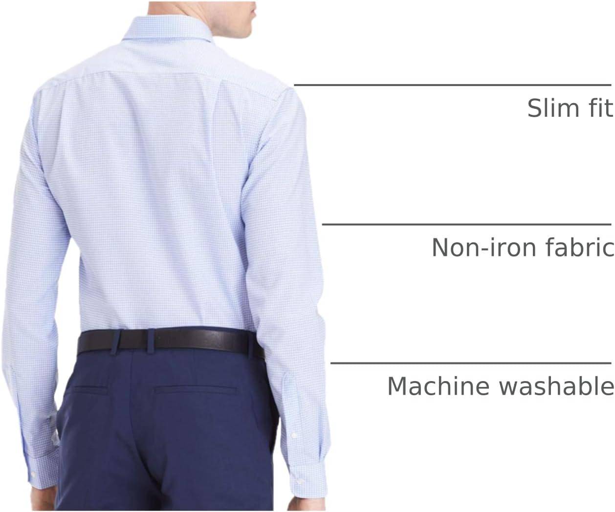 imageTommy Hilfiger Mens Slim Fit Non Iron Gingham Dress ShirtClear Water