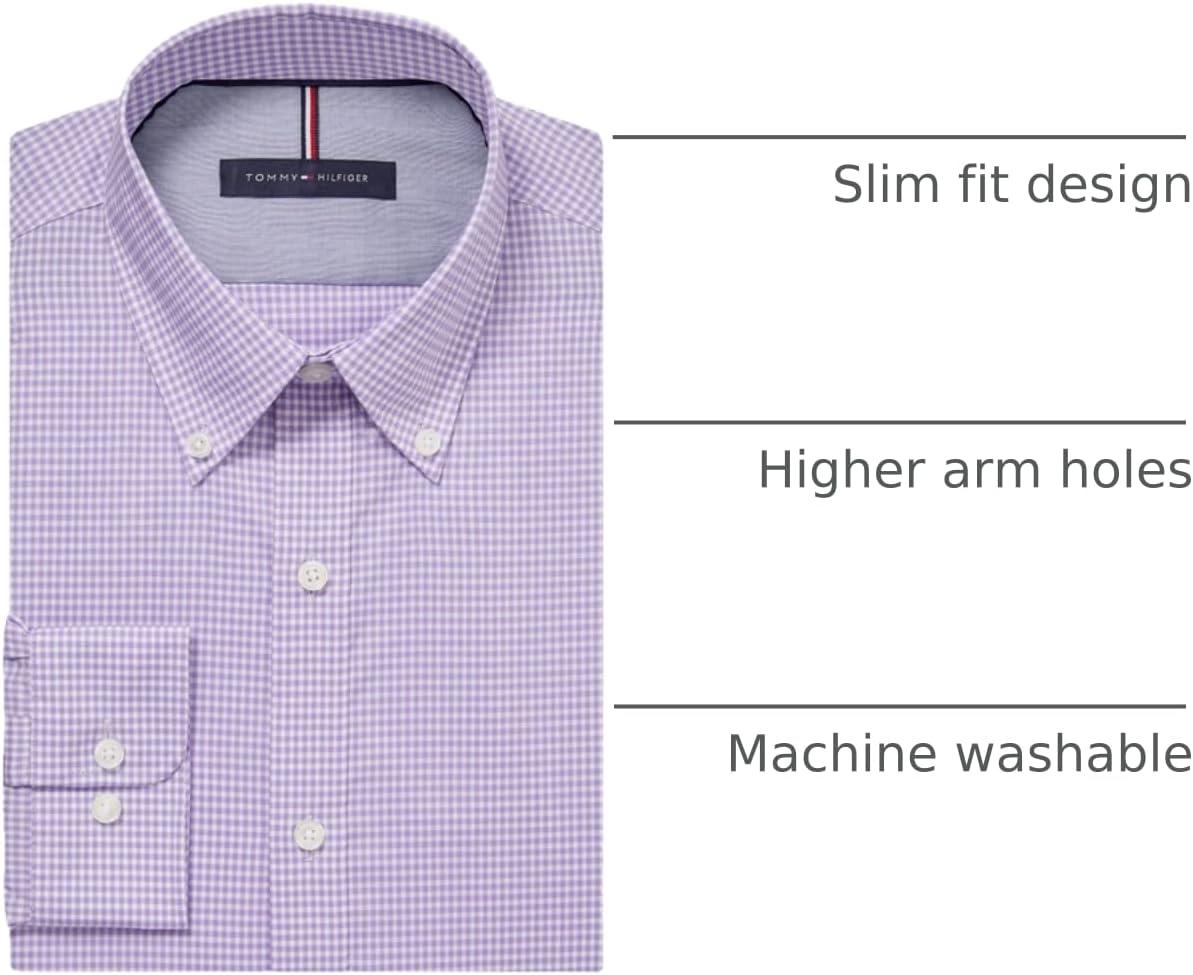 imageTommy Hilfiger Mens Slim Fit Non Iron Gingham Dress ShirtIris
