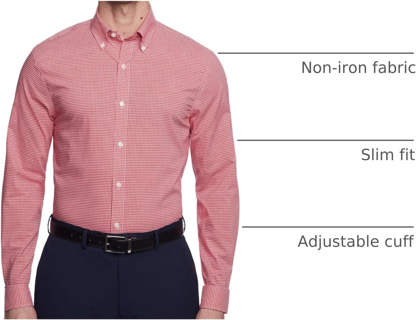 imageTommy Hilfiger Mens Slim Fit Non Iron Gingham Dress ShirtLava