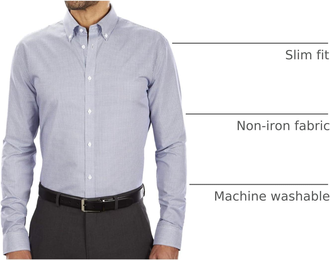 imageTommy Hilfiger Mens Slim Fit Non Iron Gingham Dress ShirtOcean