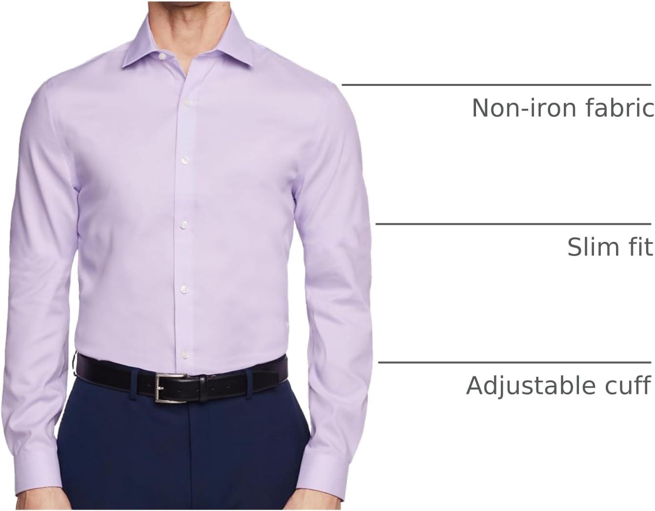 imageTommy Hilfiger Mens Slim Fit Non Iron Solid Dress ShirtFrosted Lilac