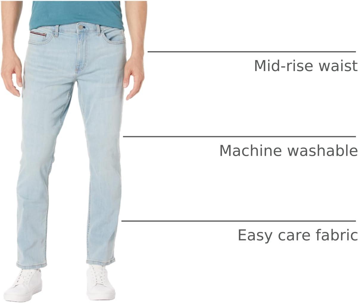 imageTommy Hilfiger Mens Straight Fit Stretch JeansLight Wash