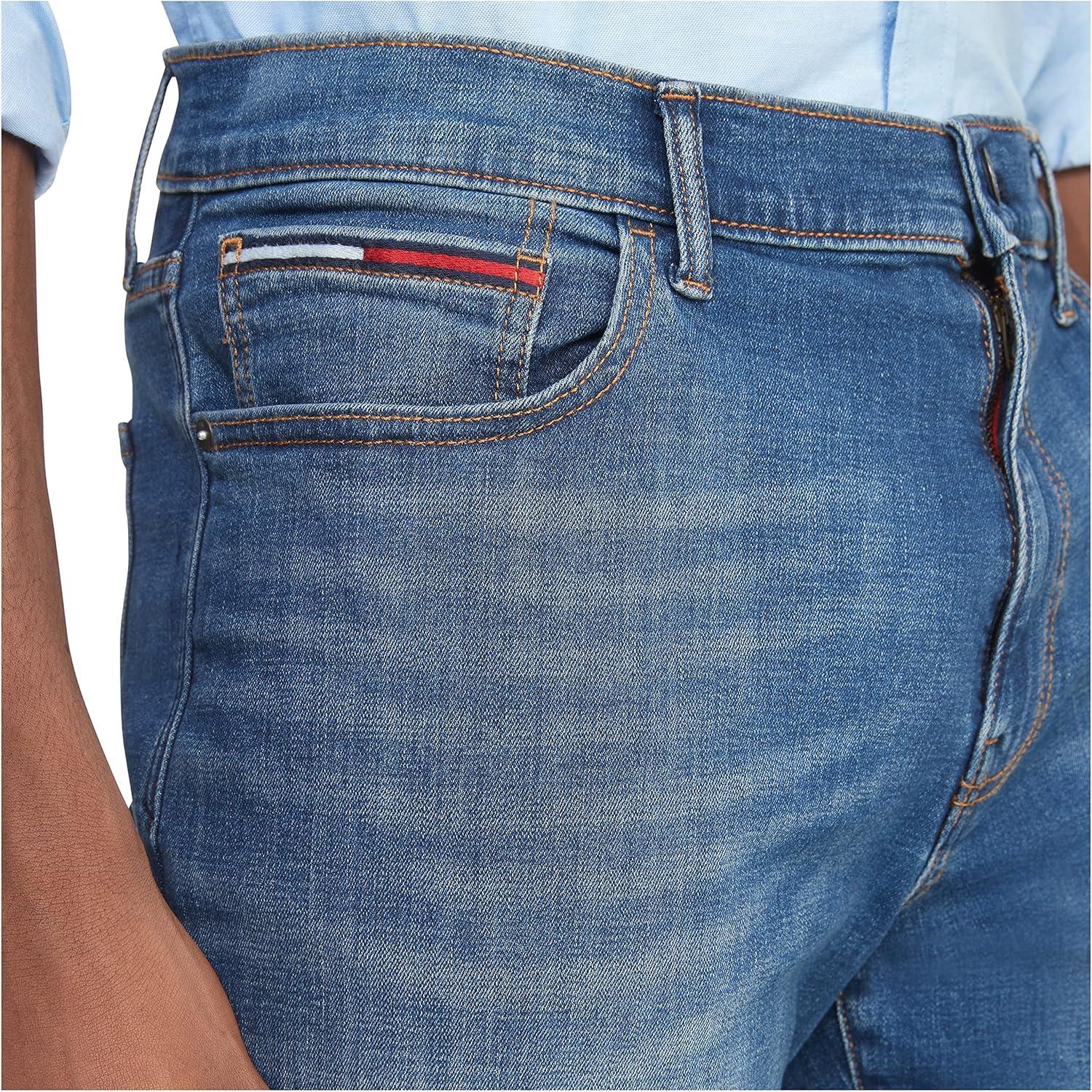 imageTommy Hilfiger Mens Straight Fit Stretch JeansTh Dark Wash