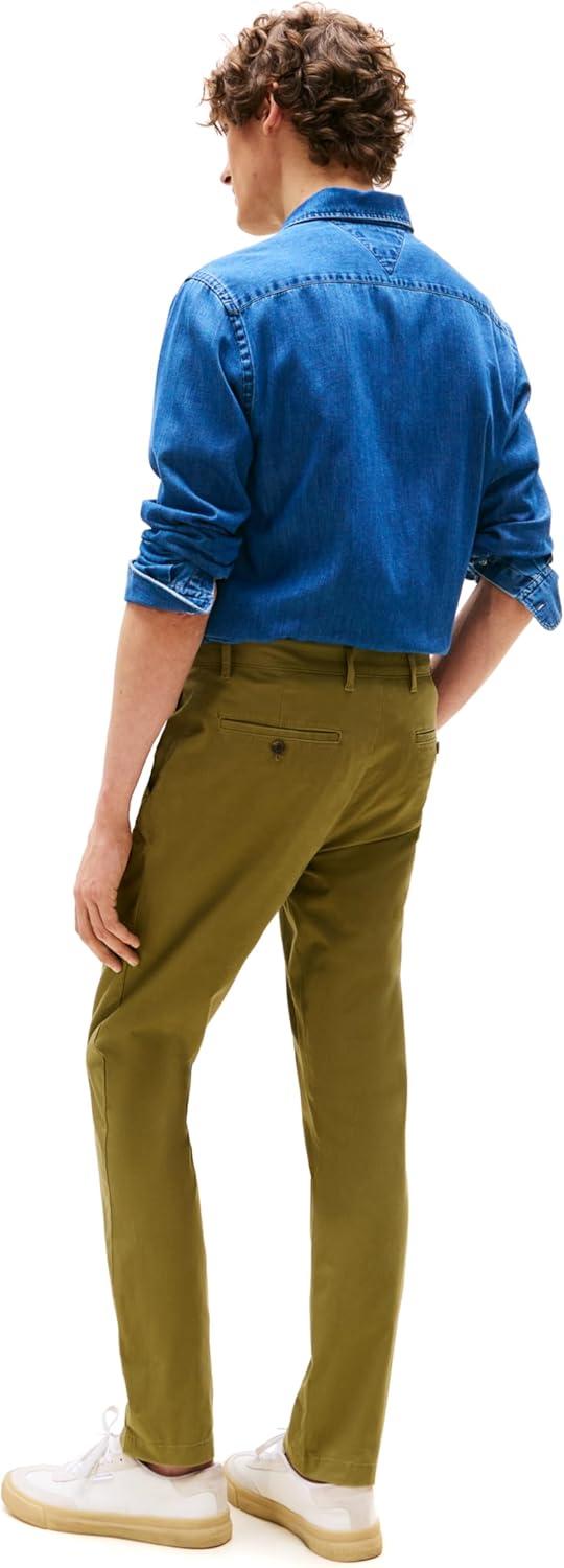 imageTommy Hilfiger Mens Stretch Cotton Chino Pants in Slim FitUniform Olive