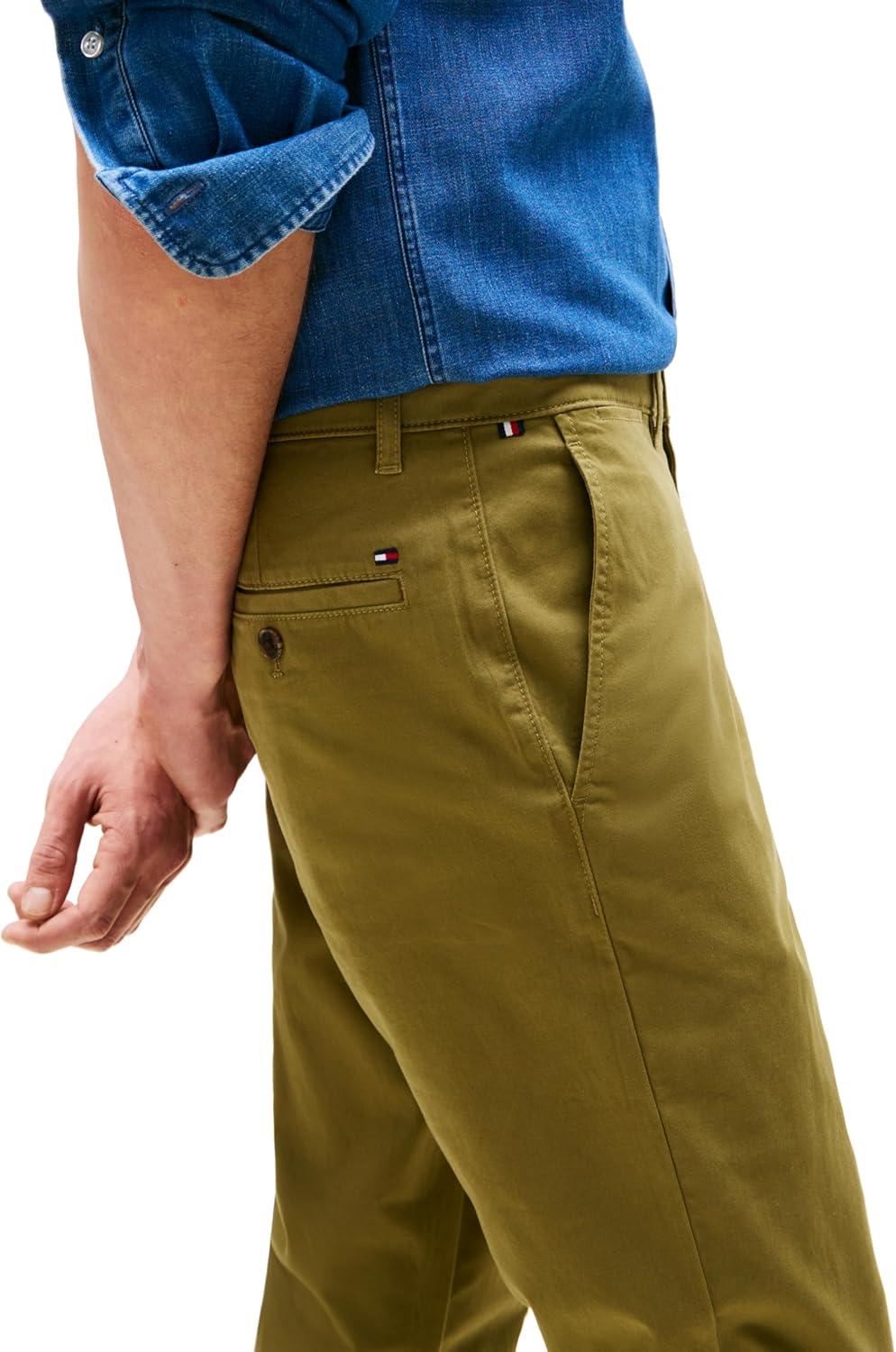 imageTommy Hilfiger Mens Stretch Cotton Chino Pants in Slim FitUniform Olive