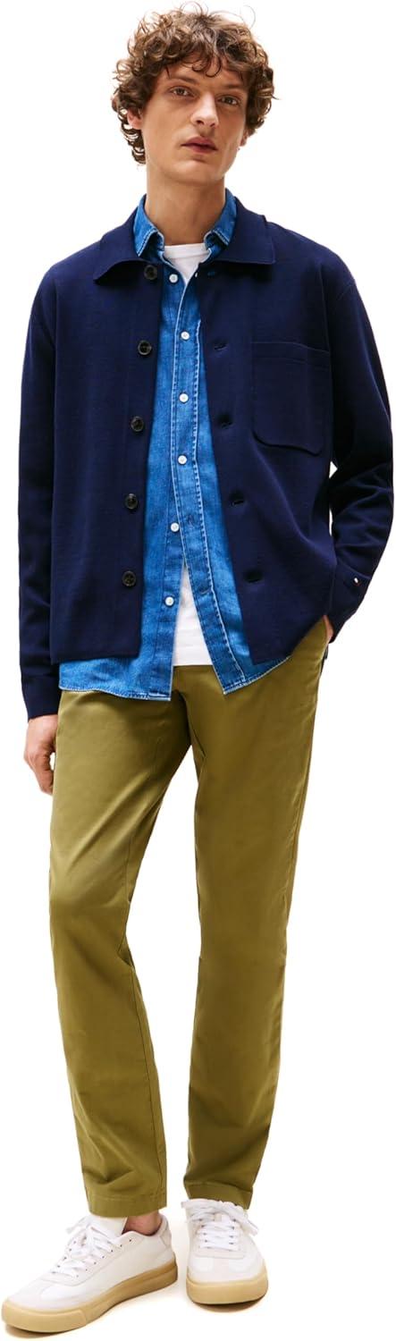 imageTommy Hilfiger Mens Stretch Cotton Chino Pants in Slim FitUniform Olive