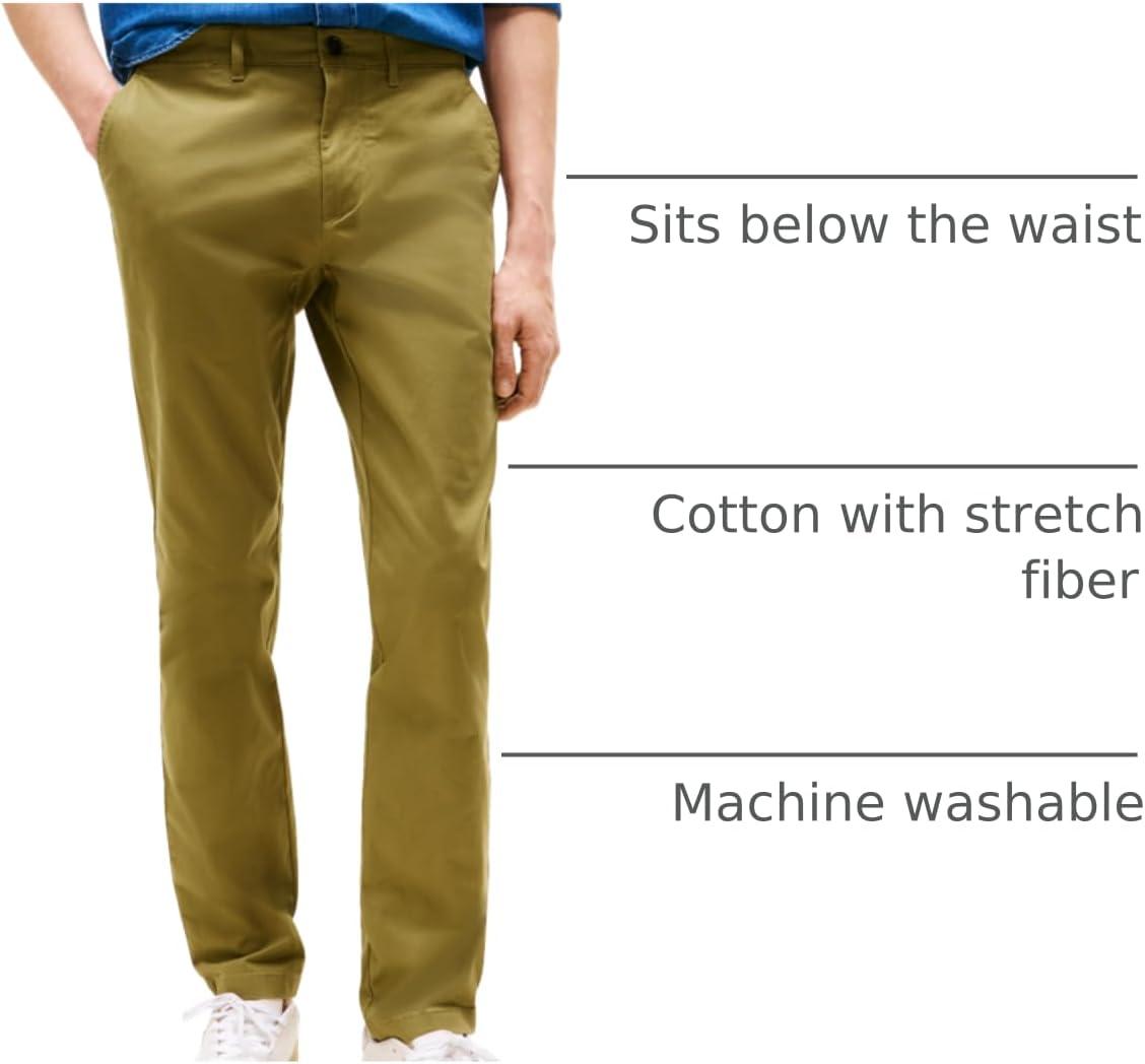 imageTommy Hilfiger Mens Stretch Cotton Chino Pants in Slim FitUniform Olive