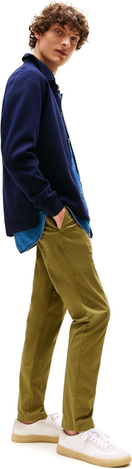 imageTommy Hilfiger Mens Stretch Cotton Chino Pants in Slim FitUniform Olive