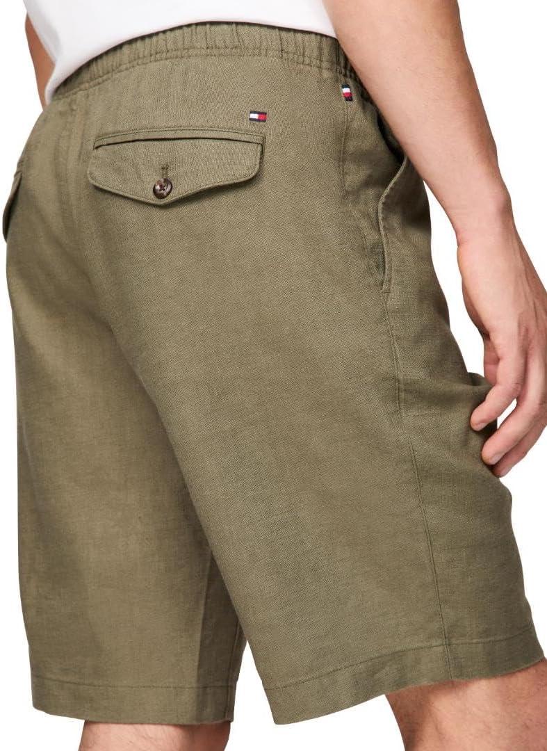 imageTommy Hilfiger Mens Summer Linen Shorts 10 Inch in Relaxed FitArmy Green