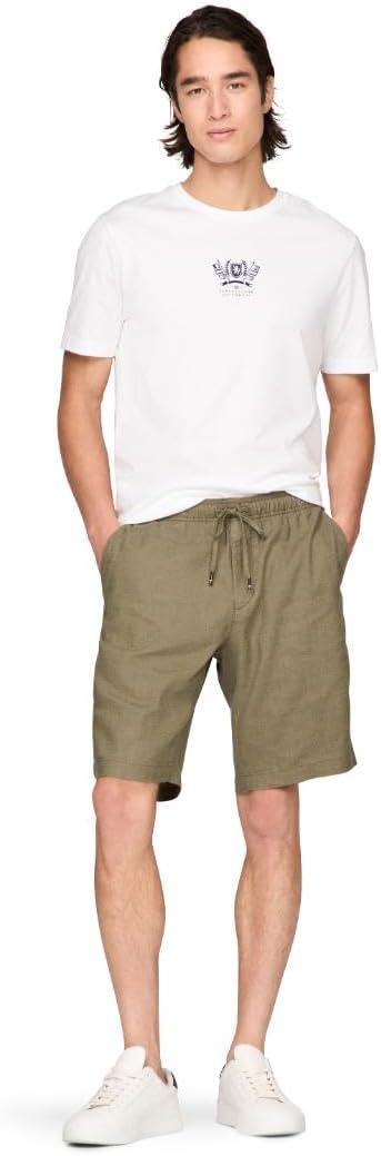 imageTommy Hilfiger Mens Summer Linen Shorts 10 Inch in Relaxed FitArmy Green