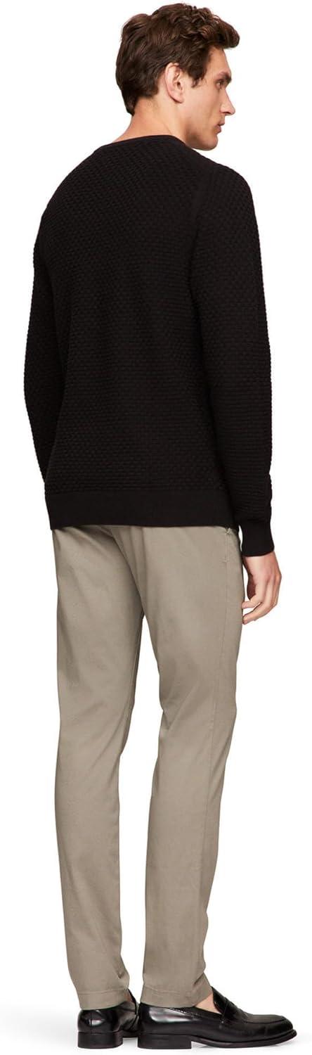 imageTommy Hilfiger Mens Textured Waffle Knit Crewneck Sweater Lightweight Pullover Available in Big ampamp TallBlack