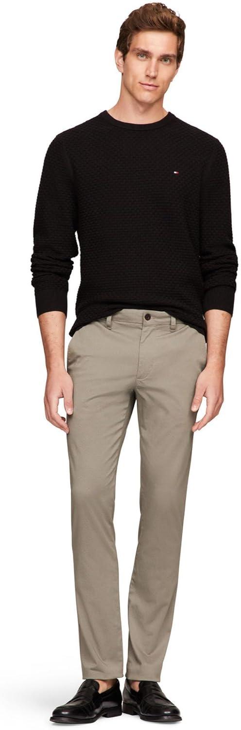 imageTommy Hilfiger Mens Textured Waffle Knit Crewneck Sweater Lightweight Pullover Available in Big ampamp TallBlack