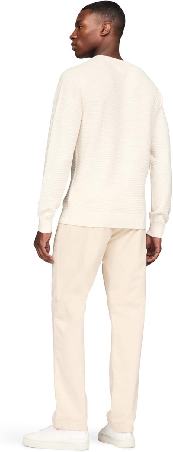 imageTommy Hilfiger Mens Textured Waffle Knit Crewneck Sweater Lightweight Pullover Available in Big ampamp TallIvory