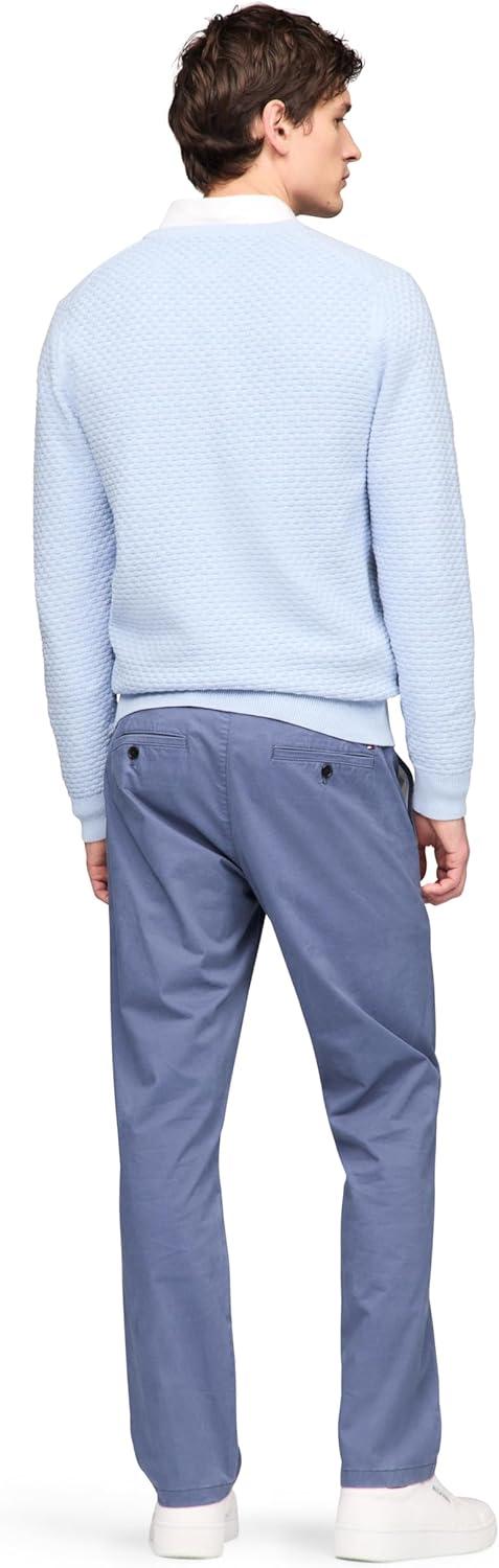 imageTommy Hilfiger Mens Textured Waffle Knit Crewneck Sweater Lightweight Pullover Available in Big ampamp TallVessel Blue Heather