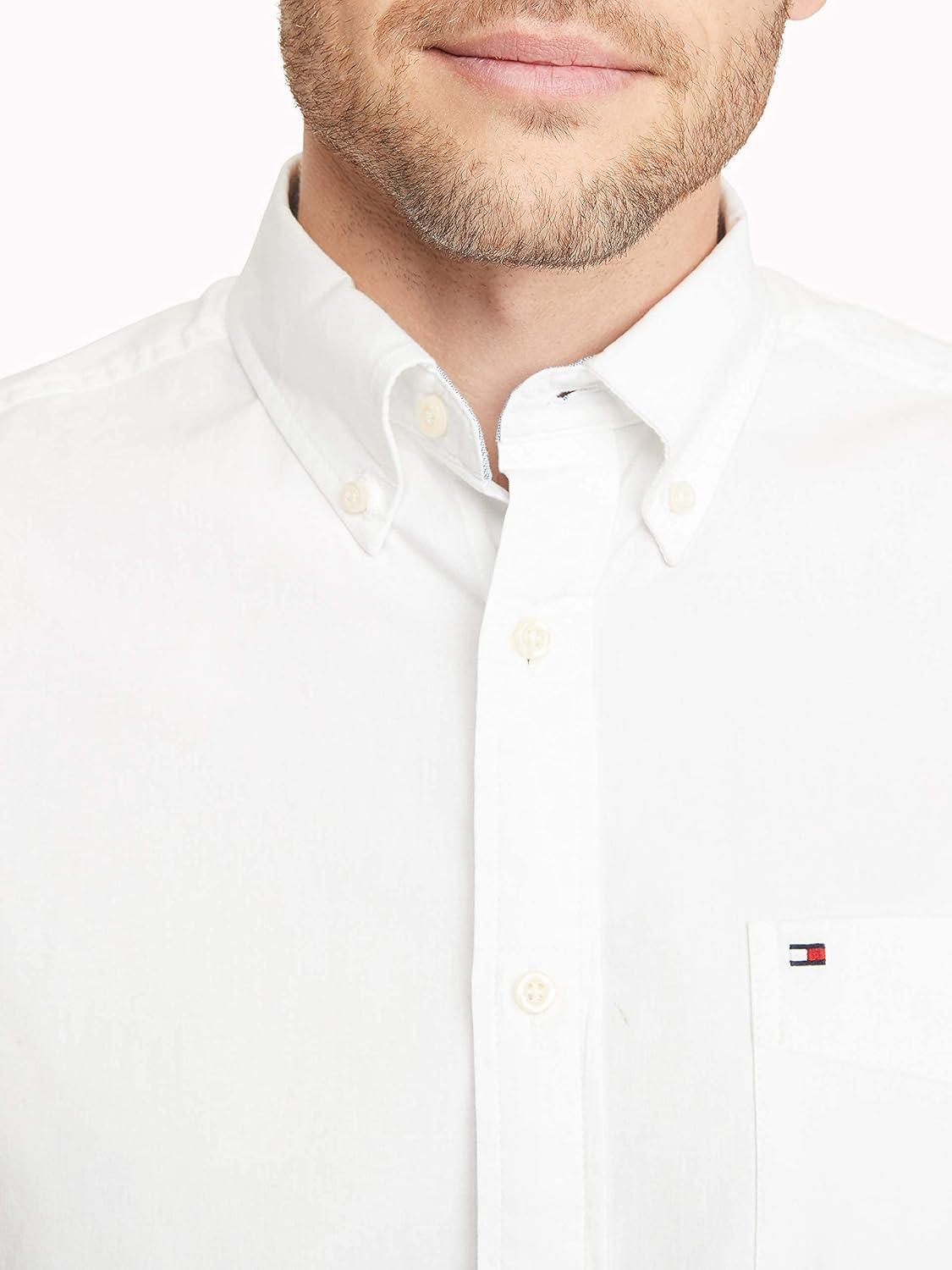 imageTommy Hilfiger Mens Twain Check Stretch Ls CLFBright White