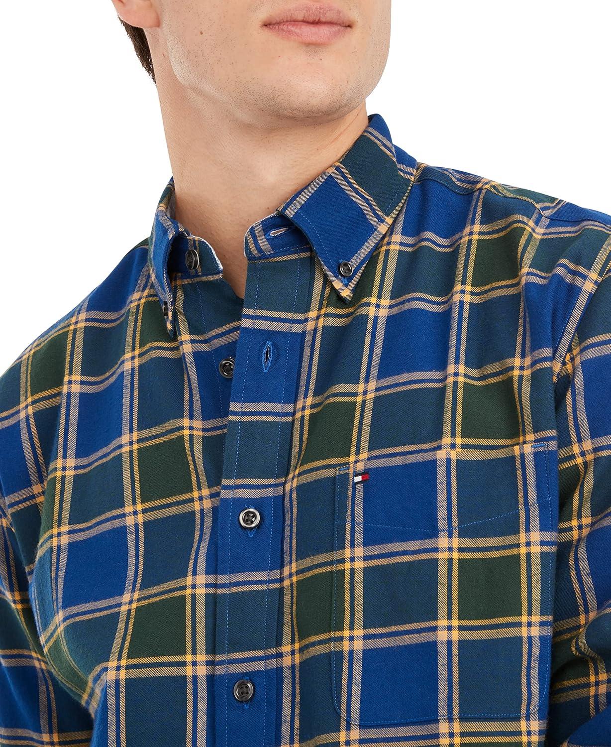 imageTommy Hilfiger Mens Twain Check Stretch Ls CLFHunterNavy