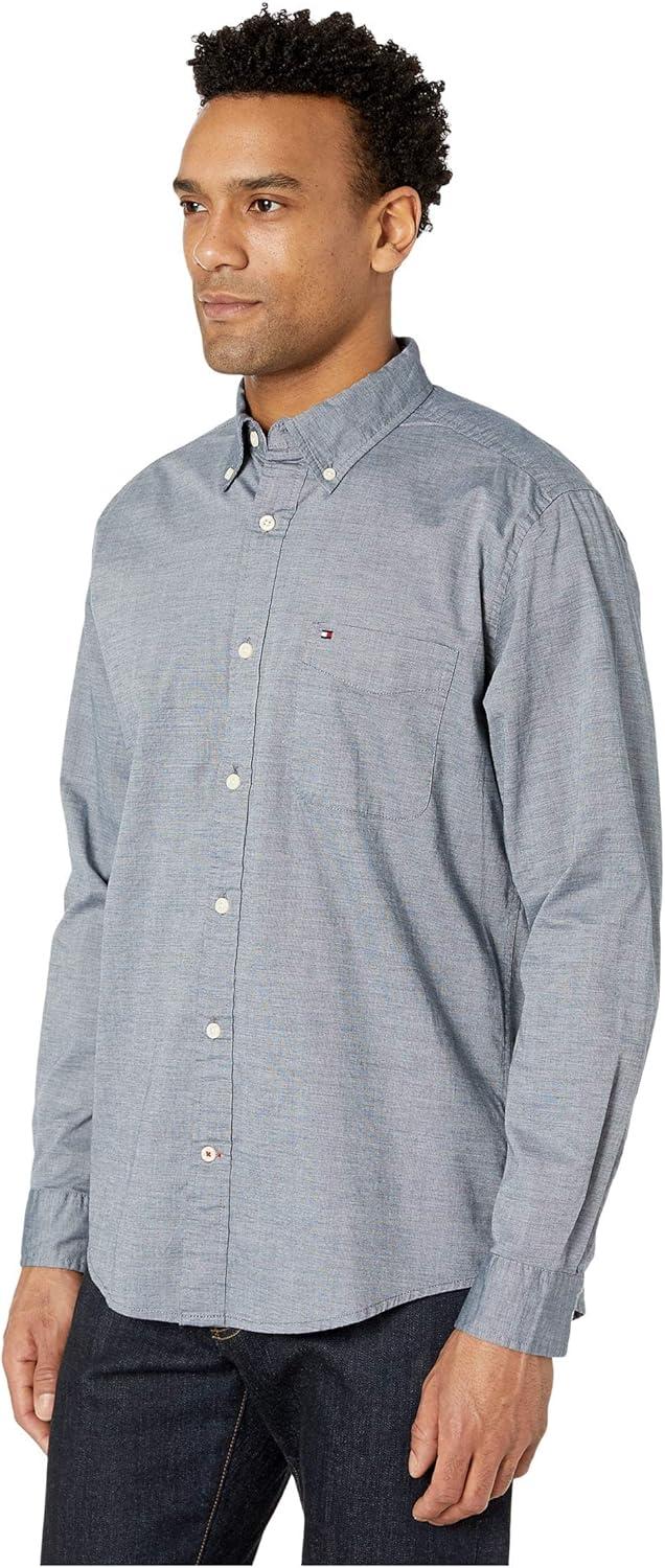 imageTommy Hilfiger Mens Twain Check Stretch Ls CLFNavy Hilfiger
