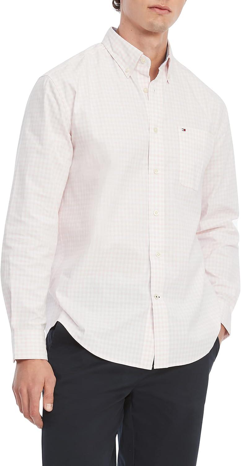 imageTommy Hilfiger Mens Twain Check Stretch Ls CLFPrecious Pink
