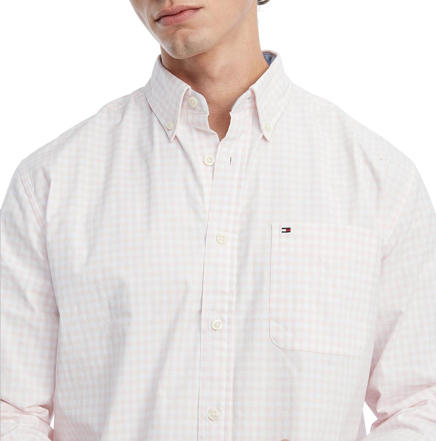 imageTommy Hilfiger Mens Twain Check Stretch Ls CLFPrecious Pink