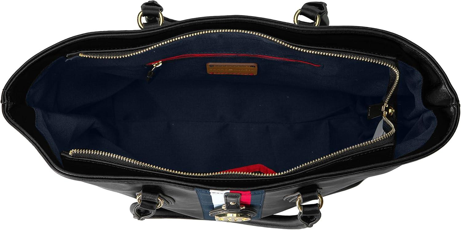 imageTommy Hilfiger Womens Jaden Plus ToteBlack Polyvinyl Chloride