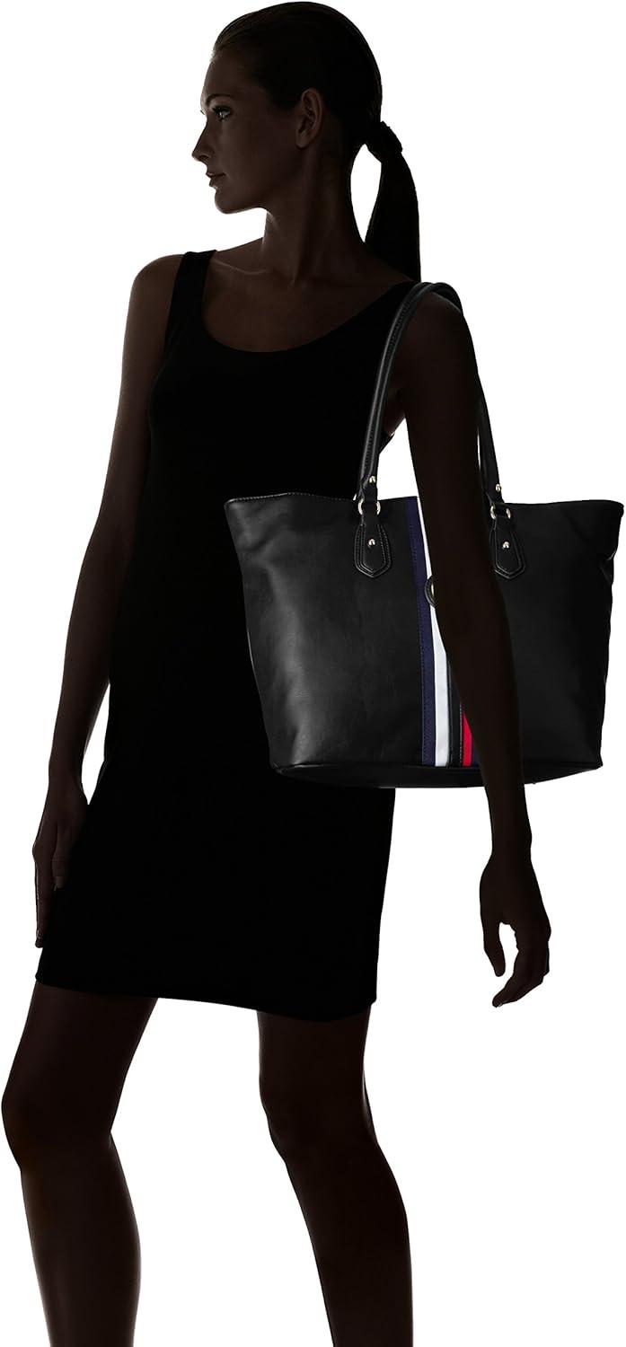 imageTommy Hilfiger Womens Jaden Plus ToteBlack Polyvinyl Chloride