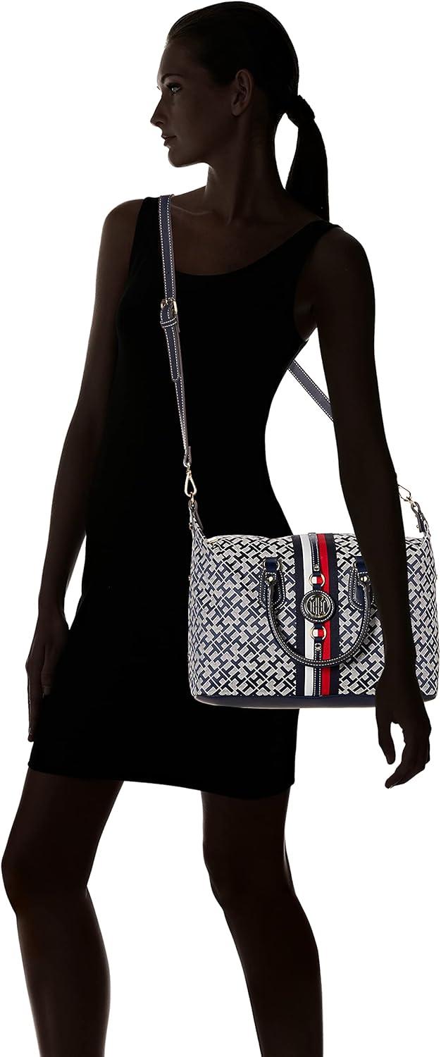 imageTommy Hilfiger Womens Jaden Satchel Crossbody BagHilfiger NavyWhite