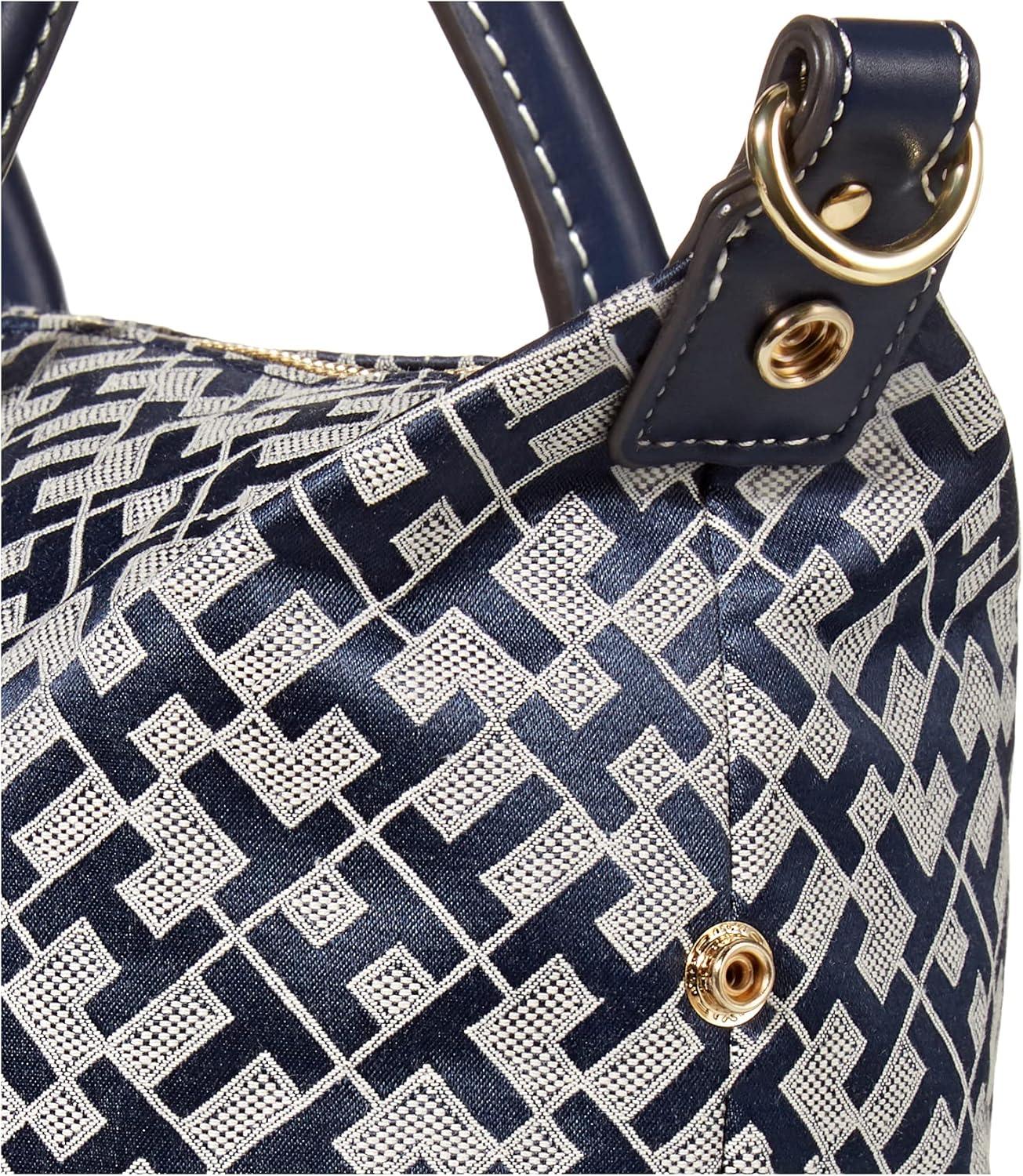 imageTommy Hilfiger Womens Jaden Satchel Crossbody BagHilfiger NavyWhite